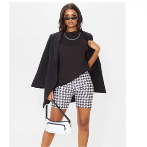 Dogtooth Check Print Bike Shorts
